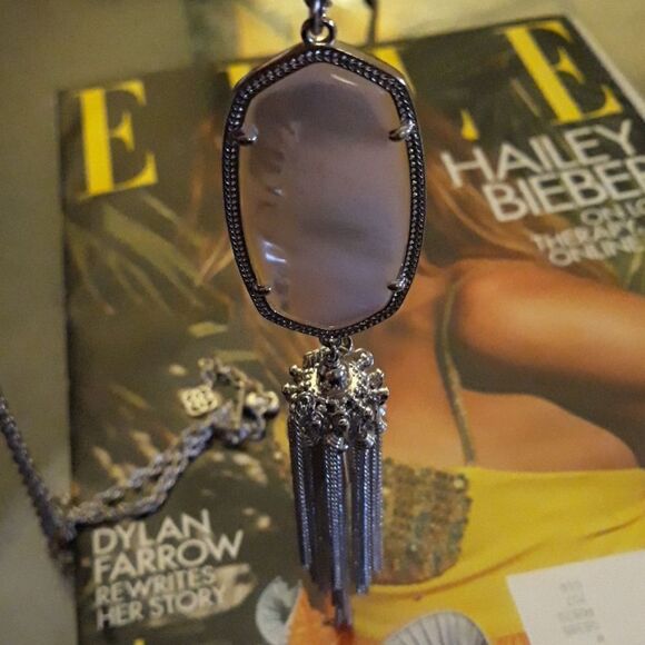 Kendra Scott Rayne Mother of Pearl tassel necklace - Picture 2 of 5